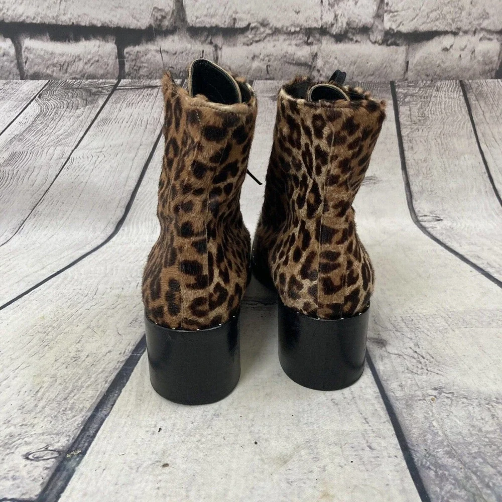 Freda Salvador Ace Bootie Women's Size 7 Lace Up Combat‎ Boots Cheetah Haircalf
